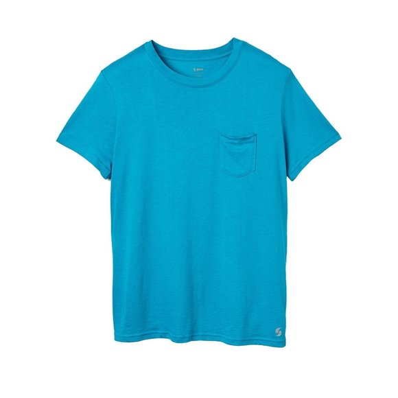 Soffe Women's Juniors' Boyfriend T-Shirt Small Teal NWT Pocket - Picture 1 of 1